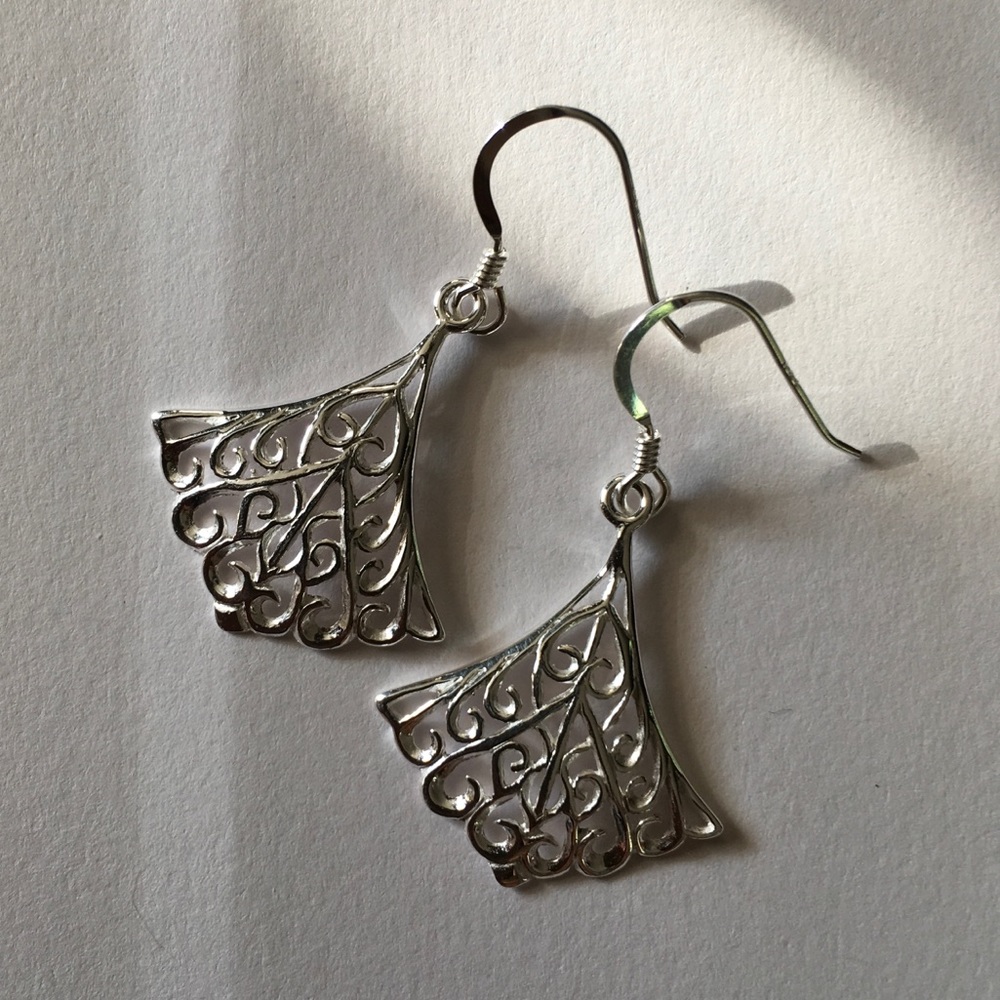 Sterling Silver Fan Earrings